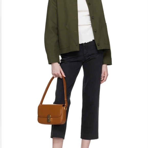 APC Grace Baguette Leather Handbag in Warm Honey Brown with Gold Clasp - Picture 2 of 13